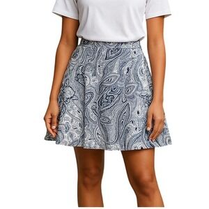 Talbots Paisley Print Skirt‎ A-Line Cotton Casual Blue White Women Size 6
